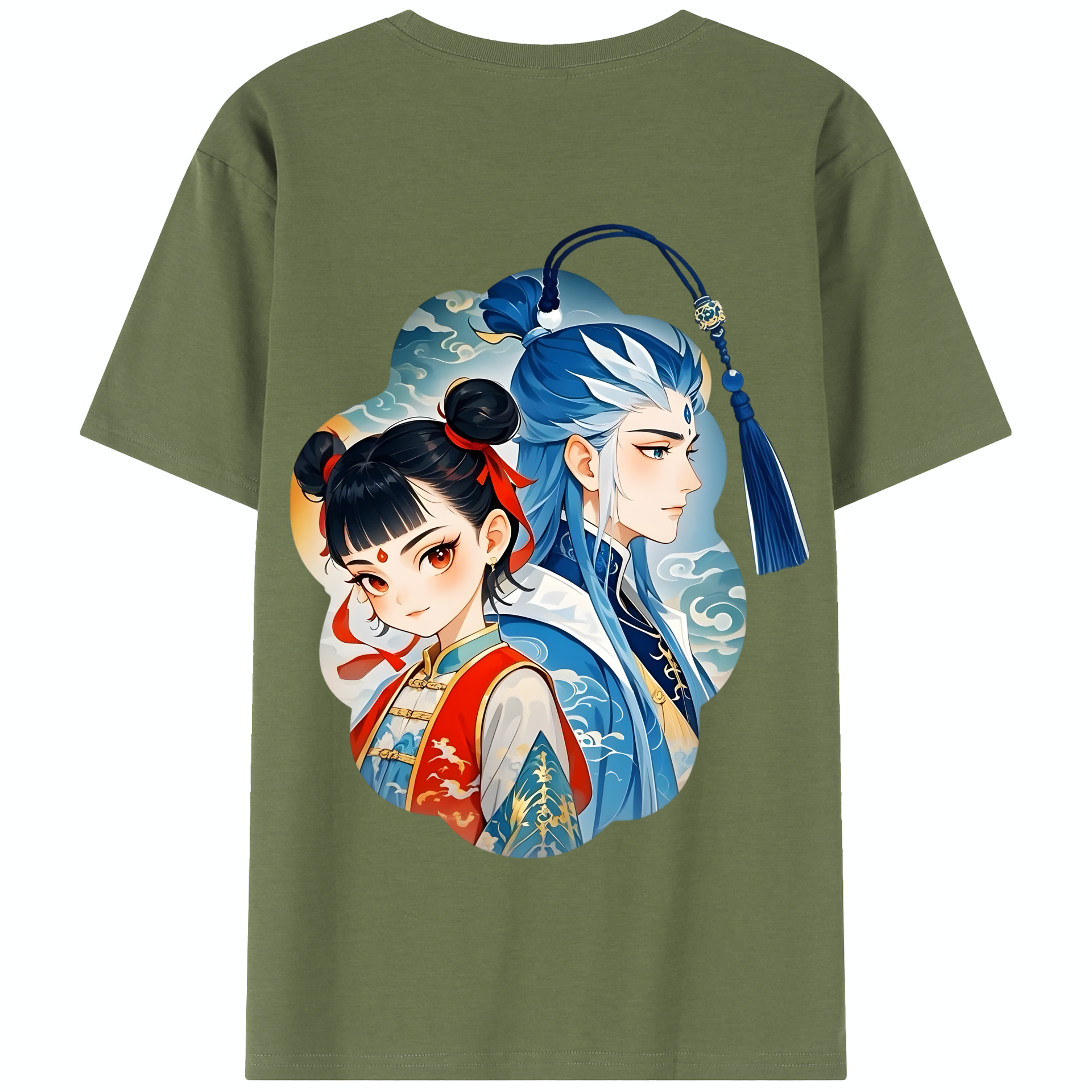 （画像用） Ne Zha 2 ナタ 魔童の大暴れ 綿100％半袖Tシャツ（背面プリント）